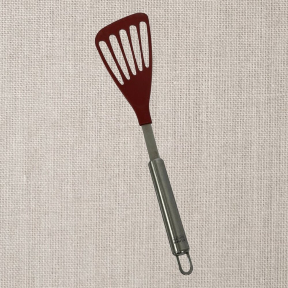 Kuhn Rikon Slotted Angle Turner Fish Flipper Spatula Swiss Made Stainless Red